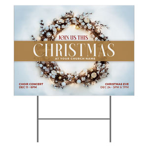 Christmas Wreath Lights 18"x24" YardSigns