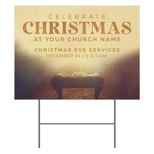 Christmas Gold Manger 18"x24" YardSigns